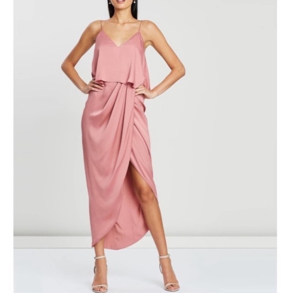 Shona Joy Luxe Cocktail Pink Rose Frill Dress Size US 2